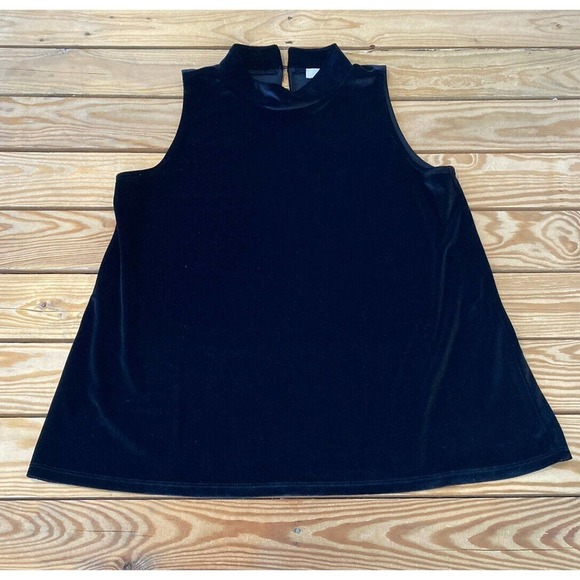 Loft Velvet Sleeveless Top Size Medium Women’s Black Mock Neck - Picture 1 of 6